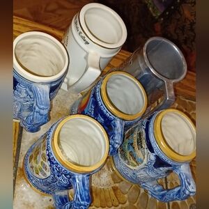 Source Unknown Blue and Gold Drinkware Set